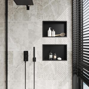 Neodrain Stainless Steel Shower Niche Matte Black 18"x12"